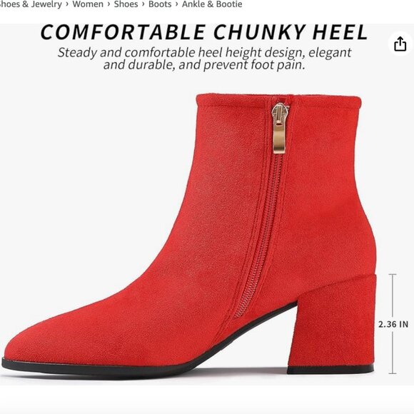 YSOHPM Women's GO GO Boots Suede Low Heel Ankle Booties Chunky Block Heel Boots - Picture 4 of 8